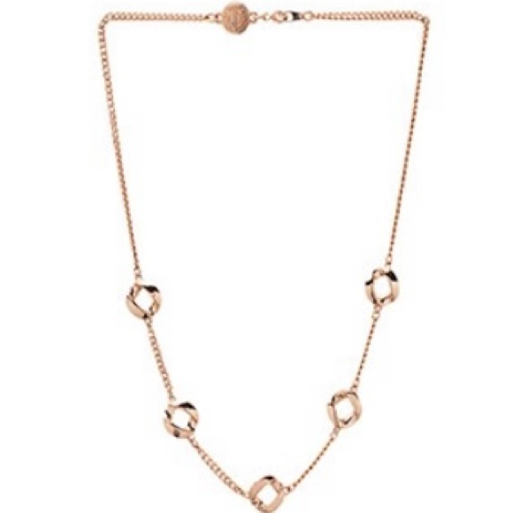 Marc by Marc Jacobs Rose Gold Tone Chain Link Station Choker Necklace - Picture 1 of 15